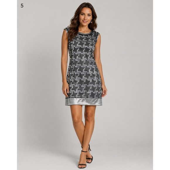 Adam Lippes Dresses & Skirts - Adam Lippes Dress Womens 2 Geometric Silver Gray Silk Wool Festive Vintage